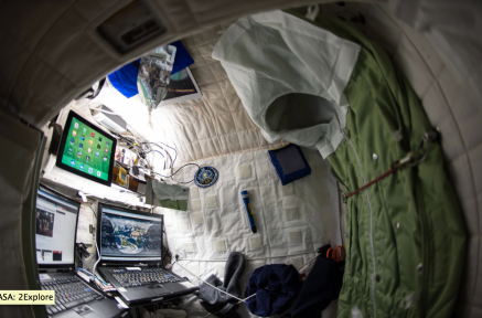 (04/24/2015) --- NASA astronaut Scott Kelly on the International Space Station shows off his personal living quarters in space. Scott tweeted this image out with the comment: " My #bedroom aboard #ISS. All the comforts of #home. Well, most of them. #YearInSpace". (Flickr: nasa2explore)